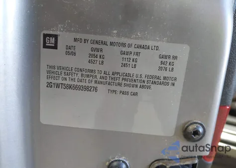 2006 Chevrolet Impala Lt z USA, uszkodzony, nr VIN 2G1WT58K669398276